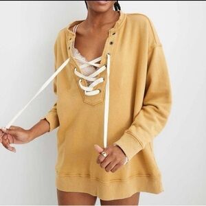 Aerie Lace-Up Oversized Crew Sweatshirt